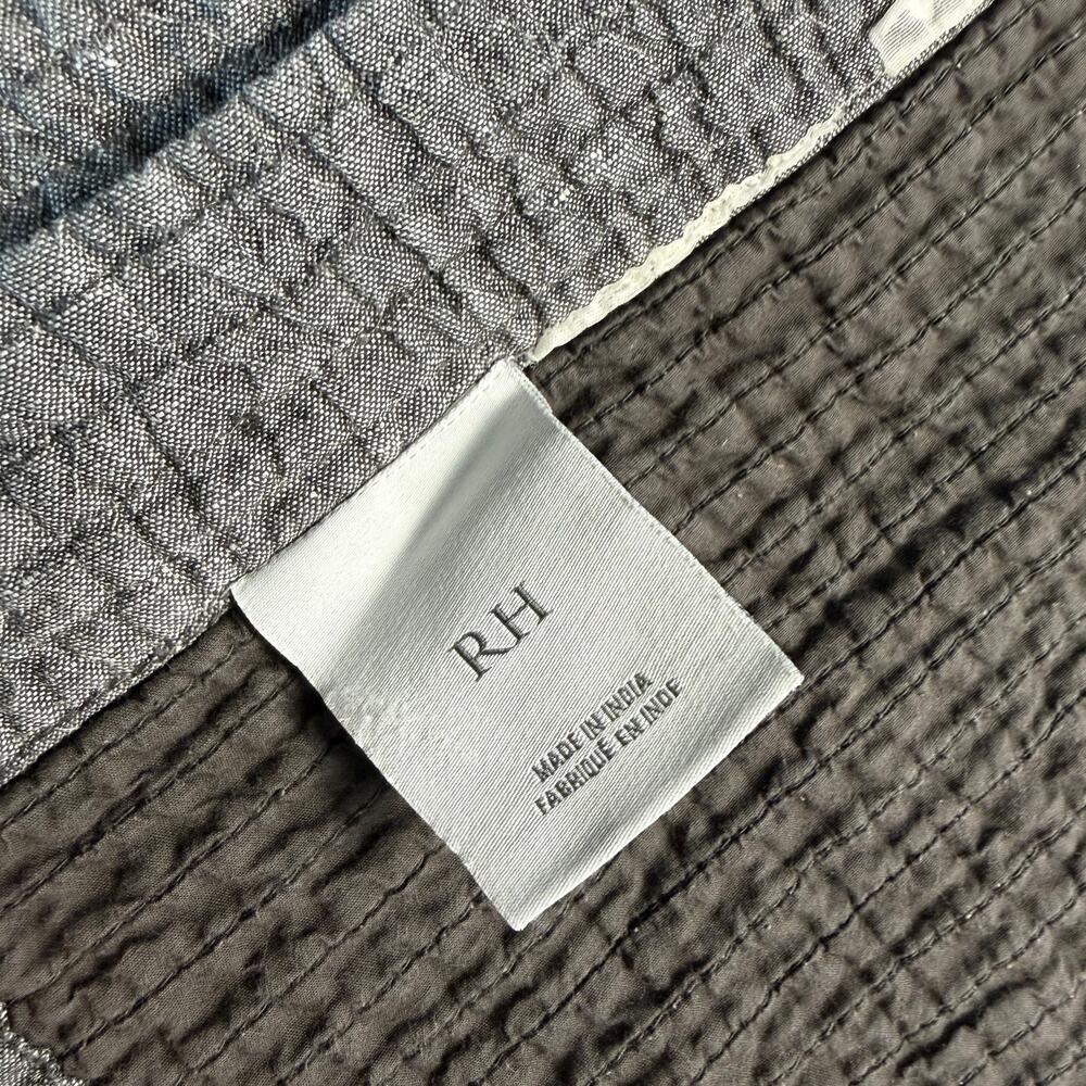 Restoration Hardware Grey Fog WASHED LINEN CHANNEL QUILTED COVERLET Full Queen - Picture 3 of 11